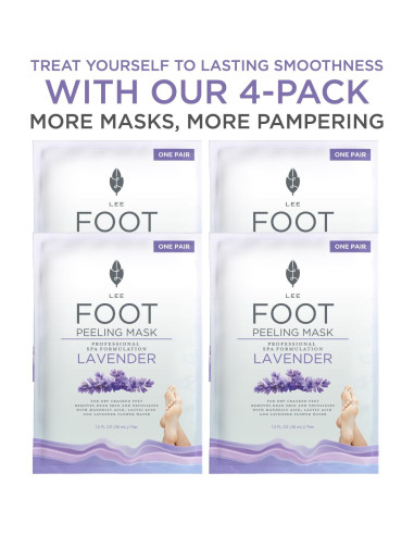 Mascarilla Exfoliante para Pies Lee Beauty - 4 Paquetes con Lavanda
