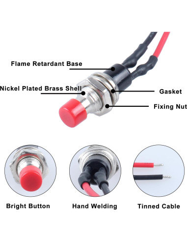 Paquete de 12 Interruptores de Botón Mini DMWD 1A 250VAC