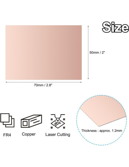 PCB Doble Cara Laminado de Cobre PATIKIL 50x70mm 12 Pcs