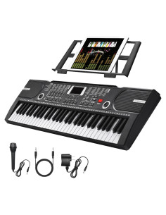 Piano Teclado Electrónico Portátil HERTMUN 61 Teclas Negro