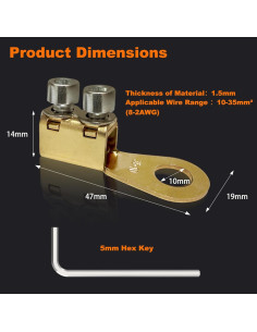 Terminales de Batería GKG 8-2AWG Cobre Reutilizables 5 Pcs 2
