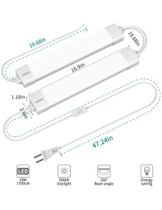 Luz LED Bajo Gabinete KUKUMAO 43cm 1700LM IP66 5000K 2