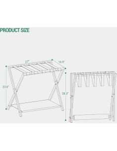Soporte Plegable para Equipaje Hzuaneri 154 lb Greige 2
