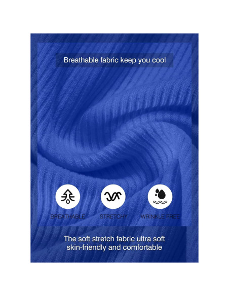 Camisa Henley Ajustada de Musculación JMIERR para Hombre Azul