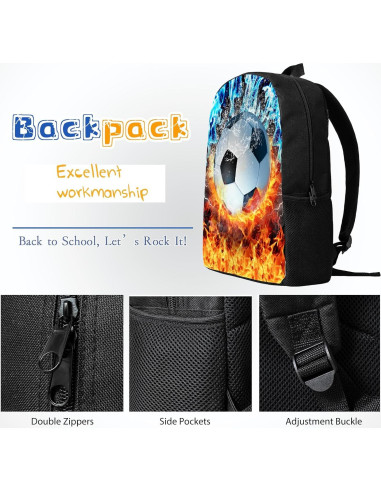 Juego de mochila de fútbol 3 piezas para niños - 43 cm