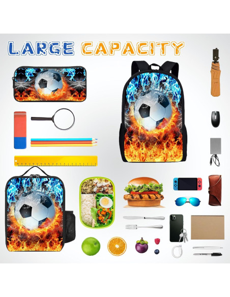 Juego de mochila de fútbol 3 piezas para niños - 43 cm