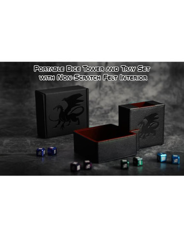 Torre de Dados Plegable AKO - Estuche de Cuero PU Rojo