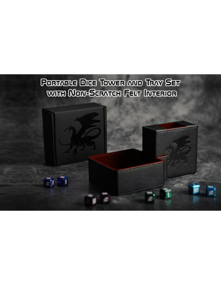 Torre de Dados Plegable AKO - Estuche de Cuero PU Rojo