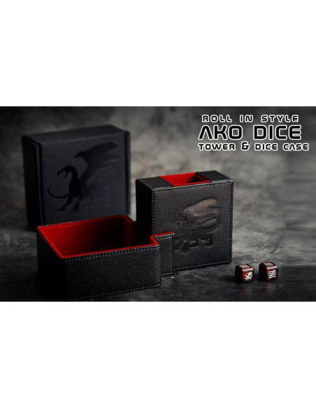Torre de Dados Plegable AKO - Estuche de Cuero PU Rojo
