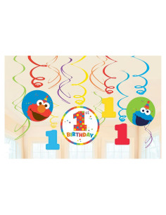 Decoraciones de Cumpleaños Elmo Amscan - 12 Espirales Colgantes