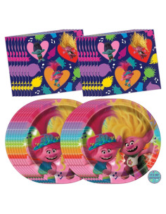 Kit Decoraciones Fiesta Cumpleaños Trolls Unique 16 Invitados