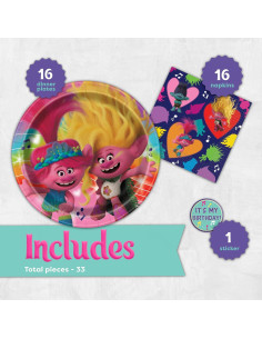 Kit Decoraciones Fiesta Cumpleaños Trolls Unique 16 Invitados 2