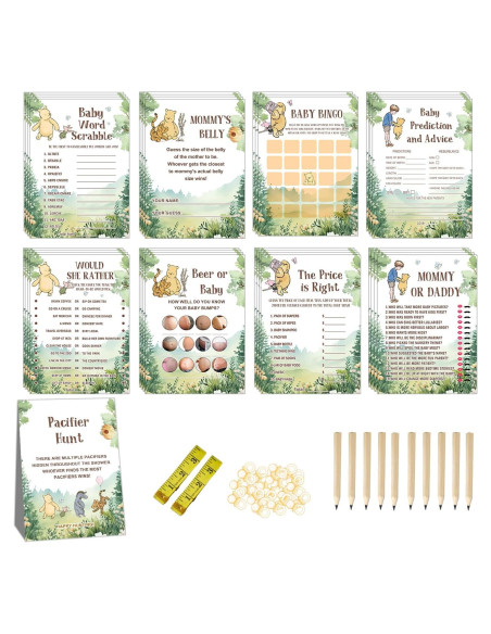 Set de Juegos de Baby Shower Winnie 143 Pcs ALodr Decoración