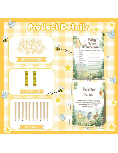 Set de Juegos de Baby Shower Winnie 143 Pcs ALodr Decoración