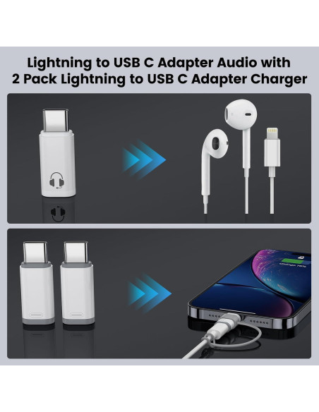 Adaptador de Audio USB-C a Lightning Vcddom 3 Pack - Carga Rápida y Sincronización