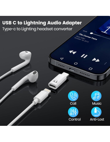 Adaptador de Audio USB-C a Lightning Vcddom 3 Pack - Carga Rápida y Sincronización