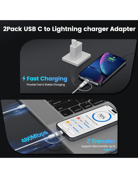 Adaptador de Audio USB-C a Lightning Vcddom 3 Pack - Carga Rápida y Sincronización