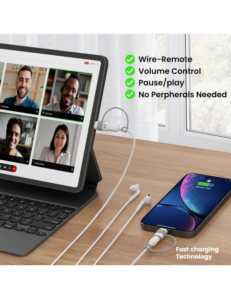 Adaptador de Audio USB-C a Lightning Vcddom 3 Pack - Carga Rápida y Sincronización