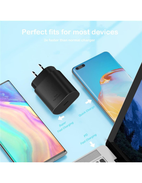 Kit Cargador Rápido 25W Tipo C Samsung Pared/Coche USB