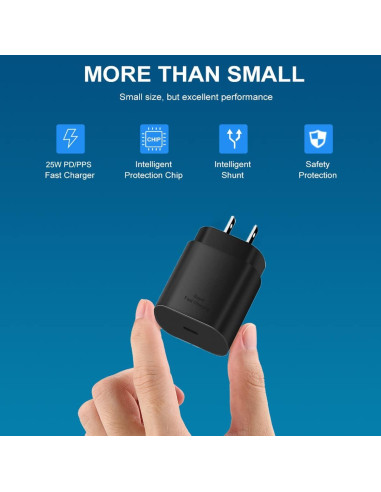 Kit Cargador Rápido 25W Tipo C Samsung Pared/Coche USB