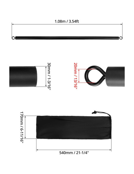 Barra de Resistencia QWORK 108cm Desmontable para Ejercicio