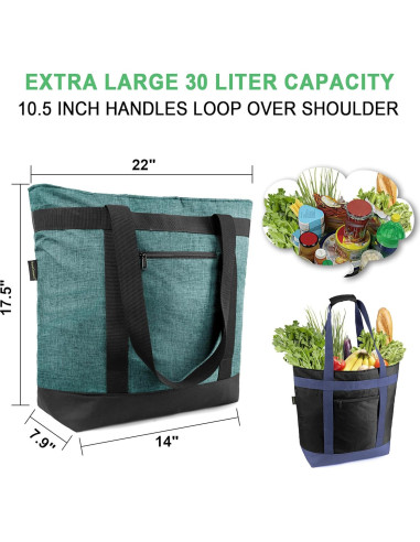 Bolsa Térmica BeeGreen Grande Aislada Impermeable Azul Marino