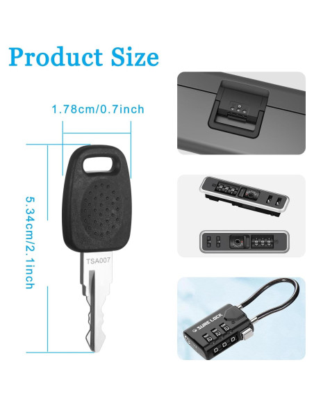 2 Llaves Maestras TSA 007 para Cerraduras de Equipaje Cogguepe