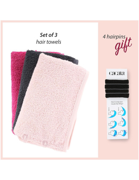 Gorro de Ducha Cacala para Mujeres - Toalla Absorbente 3 Piezas