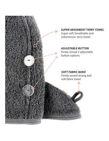 Gorro de Ducha Cacala para Mujeres - Toalla Absorbente 3 Piezas