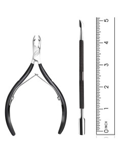 Cortador de Cutículas Blue Orchids con Empujador - Acero Inoxidable 2