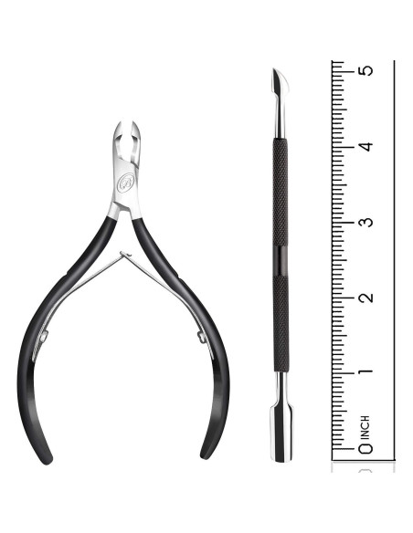 Cortador de Cutículas Blue Orchids con Empujador - Acero Inoxidable