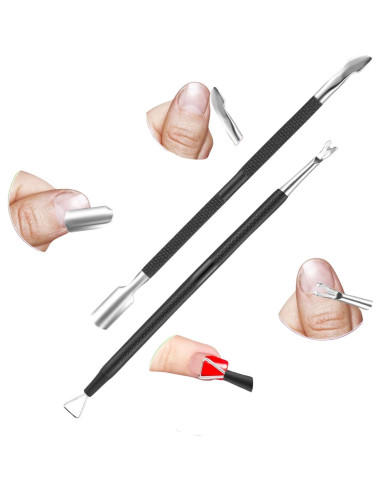 Cortador de Cutículas Blue Orchids con Empujador - Acero Inoxidable