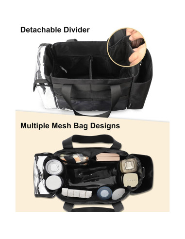 Bolsa de Maquillaje Profesional Pequeña con Divisores - Negro