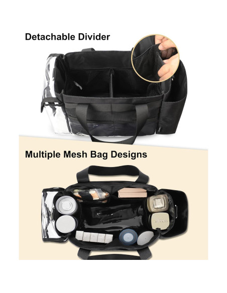 Bolsa de Maquillaje Profesional Pequeña con Divisores - Negro