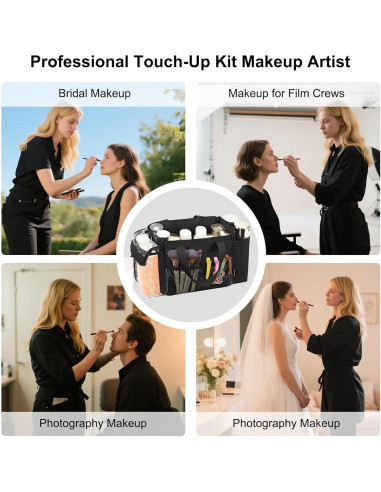 Bolsa de Maquillaje Profesional Pequeña con Divisores - Negro