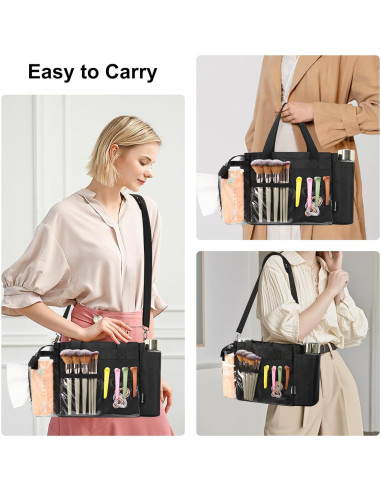 Bolsa de Maquillaje Profesional Pequeña con Divisores - Negro