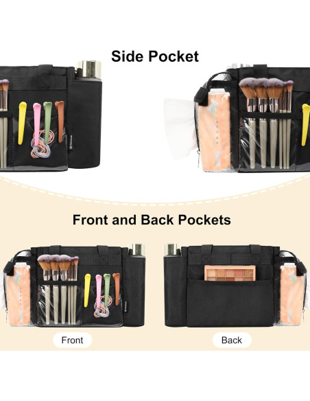 Bolsa de Maquillaje Profesional Pequeña con Divisores - Negro