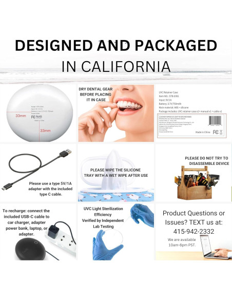 Estuche UVC Tare&co para Retenedor Invisalign Lila