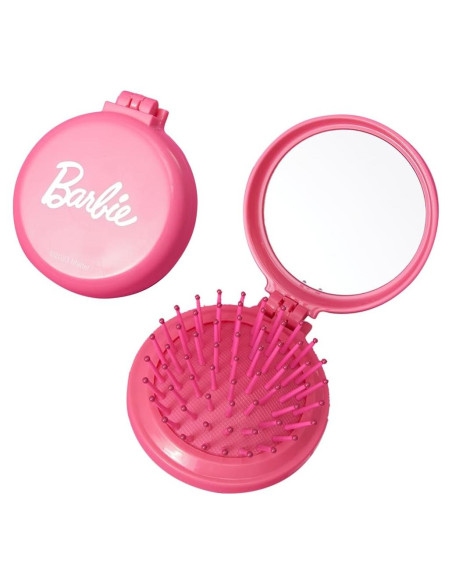 Set Espejo y Peine Plegable MINISO Barbie Rosa 15x6.6cm