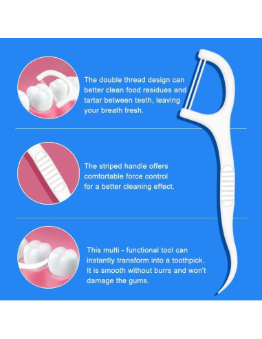 Palillos de Hilo Dental Doble Hilo KAIMAY 400 Pcs Higiene Oral