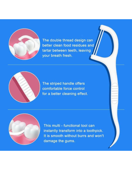 Palillos de Hilo Dental Doble Hilo KAIMAY 400 Pcs Higiene Oral