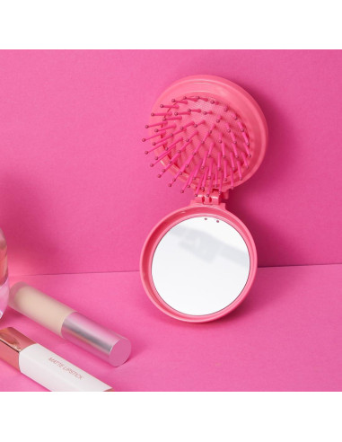 Set Espejo y Peine Plegable MINISO Barbie Rosa 15x6.6cm