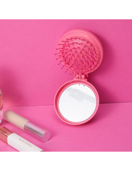 Set Espejo y Peine Plegable MINISO Barbie Rosa 15x6.6cm