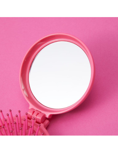 Set Espejo y Peine Plegable MINISO Barbie Rosa 15x6.6cm