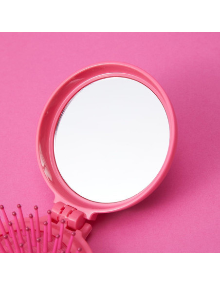 Set Espejo y Peine Plegable MINISO Barbie Rosa 15x6.6cm