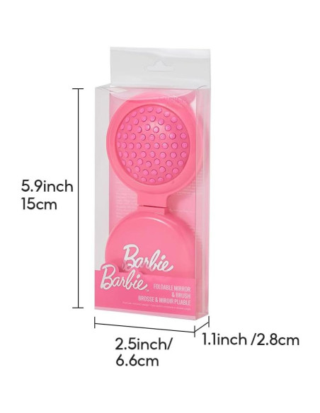 Set Espejo y Peine Plegable MINISO Barbie Rosa 15x6.6cm