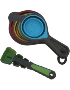Juego de Tazas y Cucharas Medidoras Plegables Silicona Verde 2
