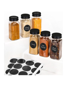 6 Tarros de Especias de Vidrio DIDI 4oz con Etiquetas