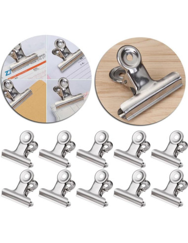 Clip de Metal Bulldog Grip ZHIZHOU 10 Piezas 3.1cm Acero Inoxidable