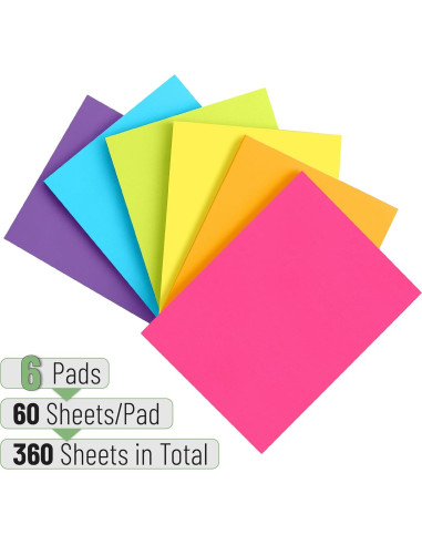 Notas Adhesivas Mr. Pen, 7.6cm x 10.2cm, 6 Blocs, 360 Hojas